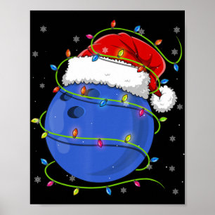 Jul Bowling Ball Santa Hat Matching Familj P Poster