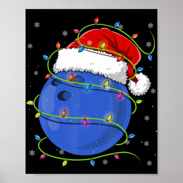 Jul Bowling Ball Santa Hat Matching Familj P Poster (Framsidan)
