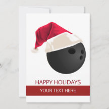 Jul Bowling Boll Santa Hatt Julkort