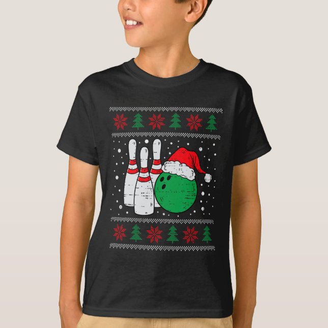 jul Bowling Hat Santa Bowlareare Ugly Julafton Man T Shirt (Framsida)