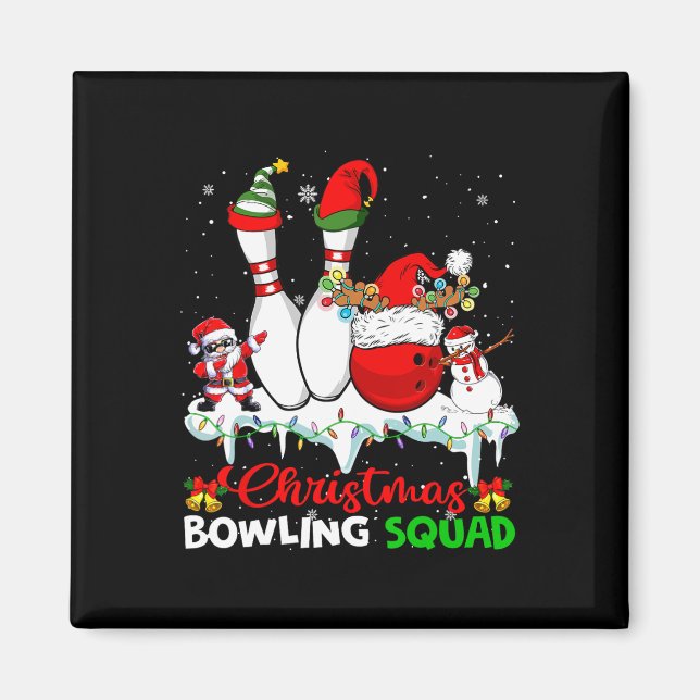 Jul Bowling Squad Dabbing Santa Elf Bowling Magnet (Framsidan)