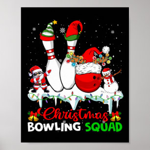Jul Bowling Squad Dabbing Santa Elf Bowling Poster