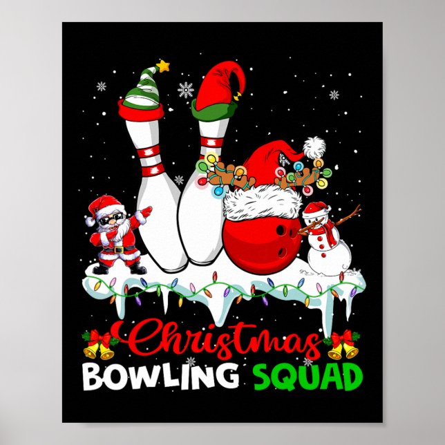 Jul Bowling Squad Dabbing Santa Elf Bowling Poster (Framsidan)