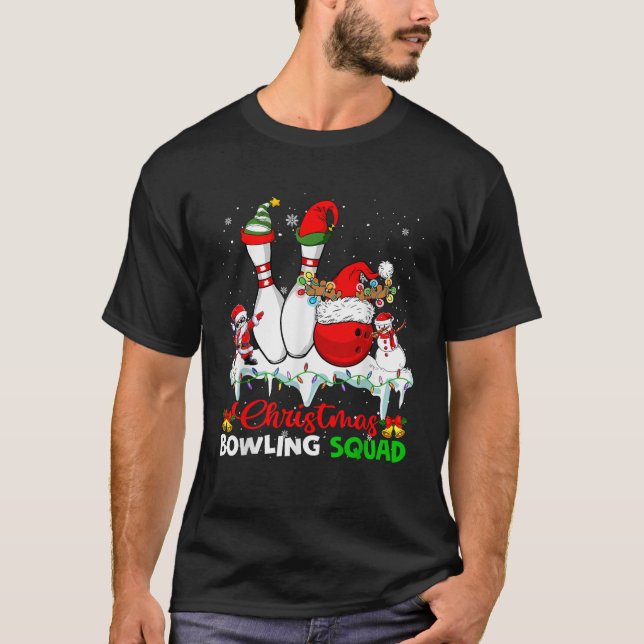 Jul Bowling Squad Dabbing Santa Elf Bowling T Shirt (Framsida)