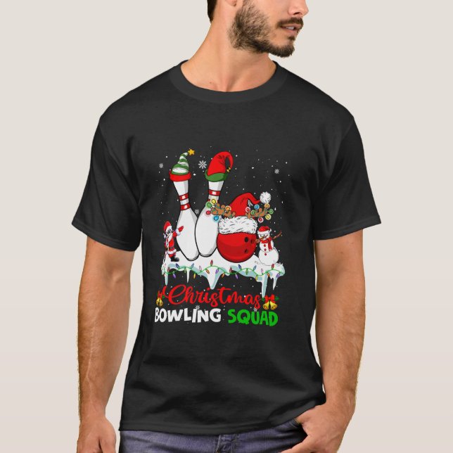 Jul Bowling Squad Dabbing Santa Elf Bowling T Shirt (Framsida)
