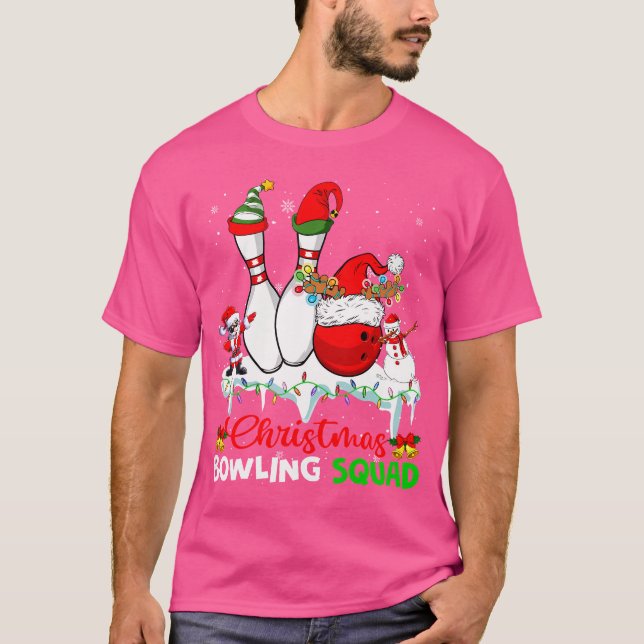 Jul Bowling Squad Dabbing Santa Elf Bowling T Shirt (Framsida)