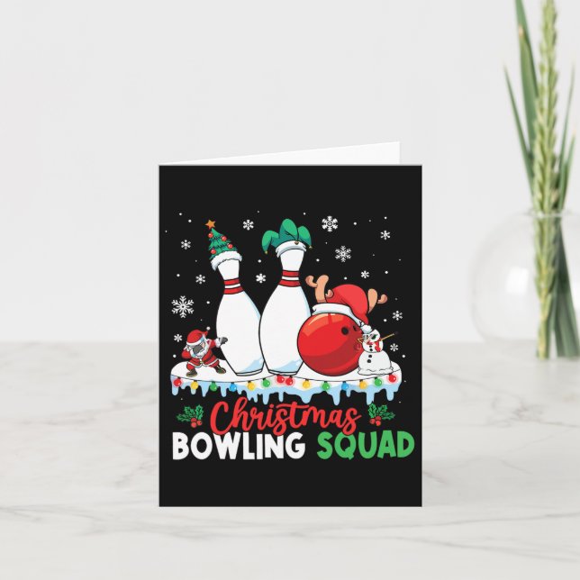 Jul Bowling Squad Dabbing Santa Funny Kristus Kort (Framsida)