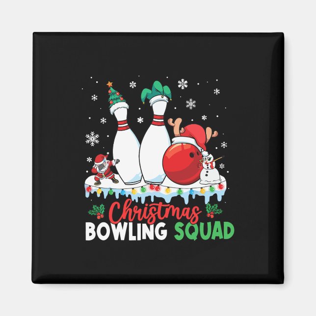 Jul Bowling Squad Dabbing Santa Funny Kristus Magnet (Framsidan)