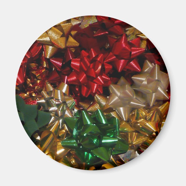 Jul Bows Colorful Festive Helgdag Magnet (Framsidan)