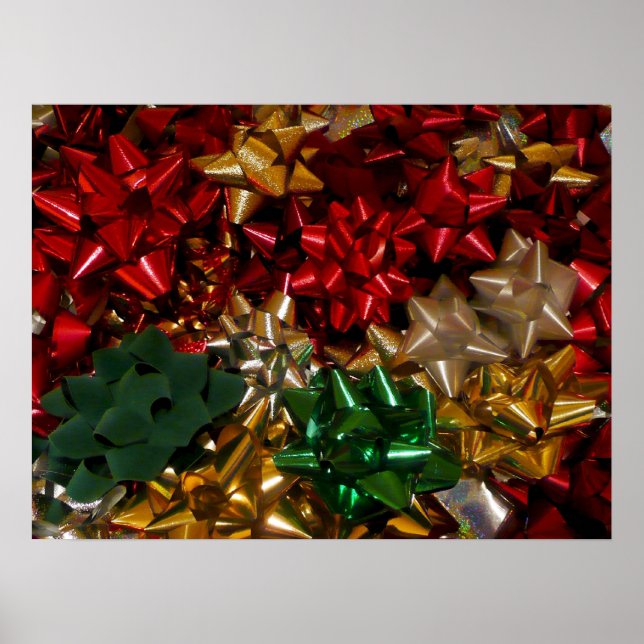 Jul Bows Colorful Festive Helgdag Poster (Framsidan)