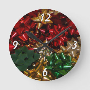 Jul Bows Colorful Festive Helgdag Rund Klocka