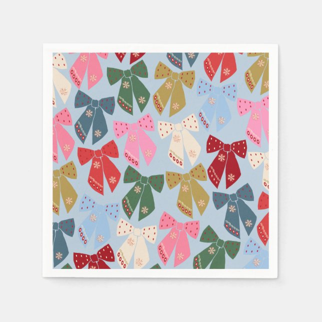 Jul Bows Coquette Blue Pappersservett (Framsidan)