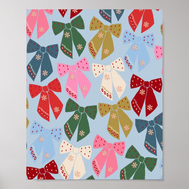 Jul Bows Coquette Blue Poster (Framsidan)