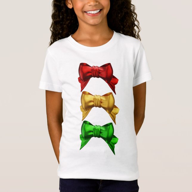 Jul Bows Girl's Tshirt T Shirt (Framsida)
