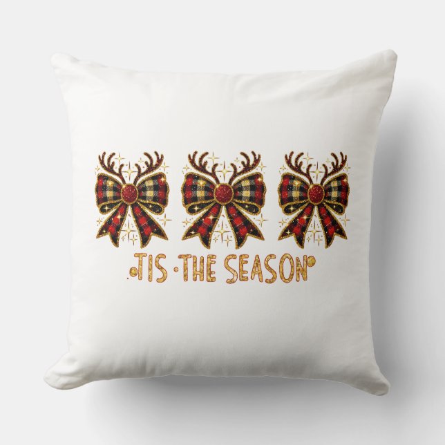 Jul Bows Plade Bows Red Kudde (Framsida)