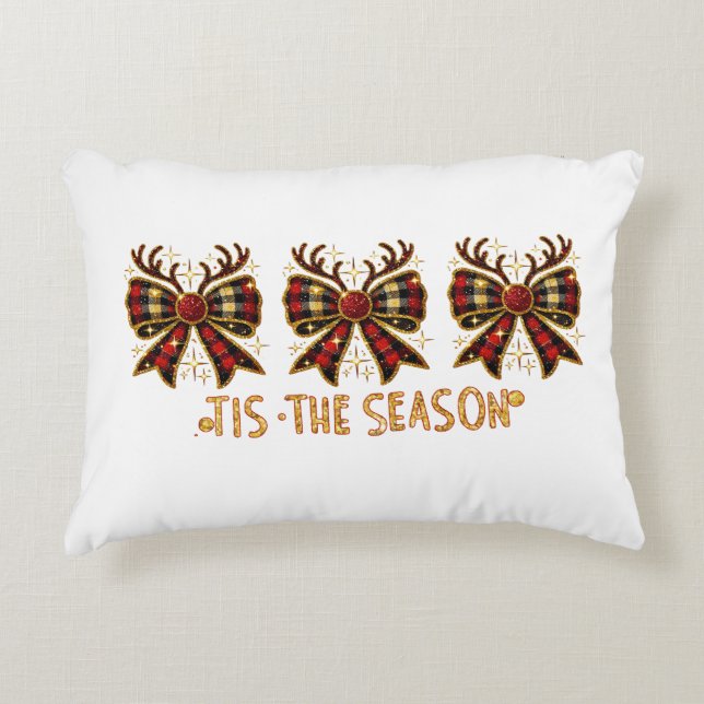 Jul Bows Plade Bows Red Prydnadskudde (Framsidan)