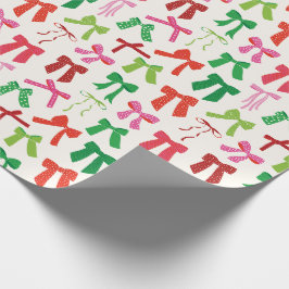 Jul Bows Red Grönt Rosa på grädde Presentpapper