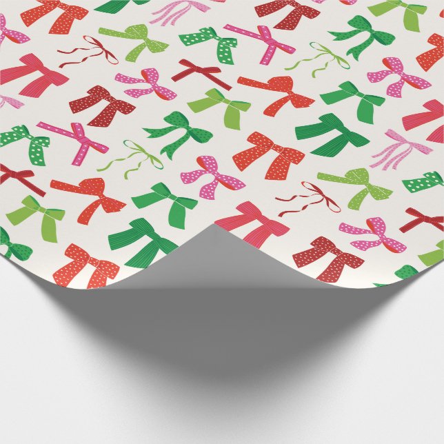 Jul Bows Red Grönt Rosa på grädde Presentpapper (Hörn)