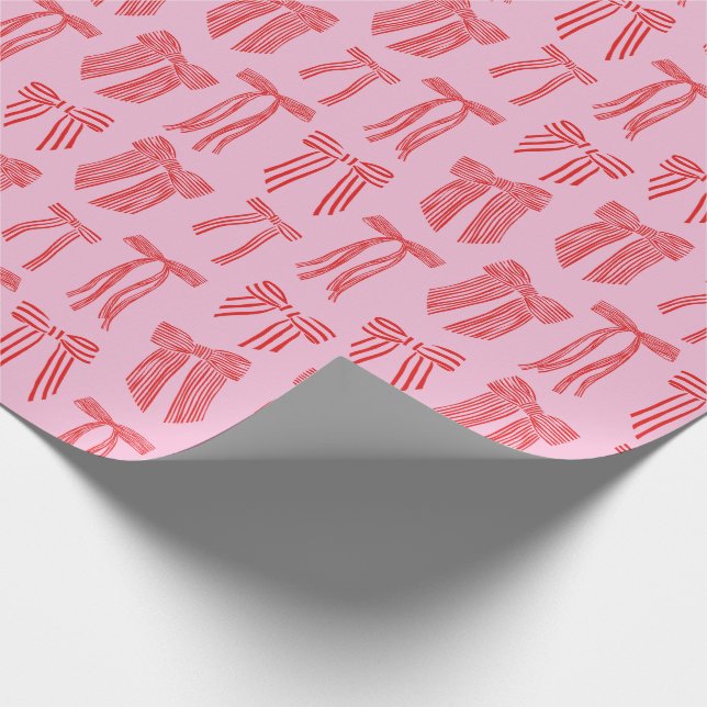 Jul Bows Rosa Red Stripe Coquette Presentpapper (Hörn)