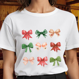 Jul Bows - söt coquette Red grönt T Shirt