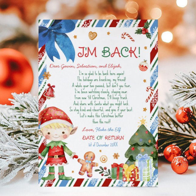 Jul Boy Brev från Elf Brev Card Inbjudningar (Christmas Blonde Hair Light Boy Letter from Elf Letter Card)