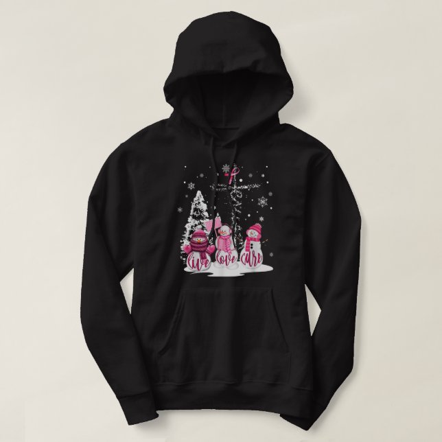 Jul Breast Cancer Live Kärlek Cure Snögubbe Chr Hoodie (Design framsida)