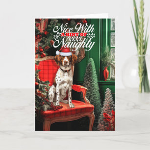 Jul Bretagne Spanska Hund Naughty eller Nice Helgkort