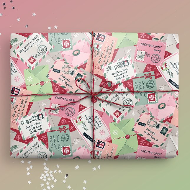 Jul Brev till Santa från Värld runt Presentpapper (Gift mockup)