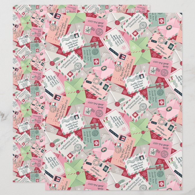 Jul Brev till Santa Scrapbook Papper (Fram/baksida)