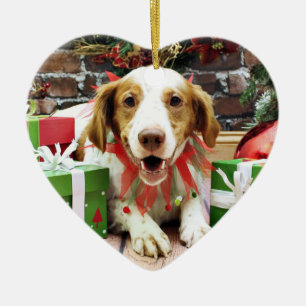 Jul - Brittany Spaniel - Kinnick Julgransprydnad Keramik