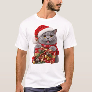 Jul Brittisk Korthår med tomtehatt T Shirt