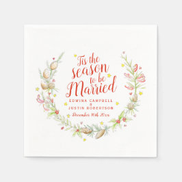 Jul bröllop bär stjärnornas vattenfärg pappersservett