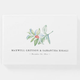 Jul Bröllop Guest Bok Watercolor Botanical