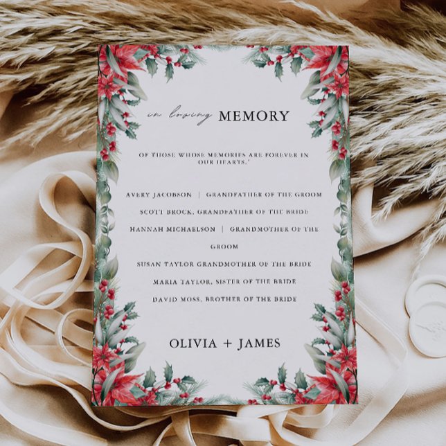 Jul Bröllop i Loving Memory Sign Inbjudningar (Christmas Wedding In Loving Memory Sign, Invitation)
