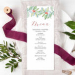 Jul Bröllop Menus Watercolor Greenery Meny<br><div class="desc">Sätt en festiv ton på firande med den här eleganten bröllop-julmenyn, med vattenfärgade botaniska gröna gröna och delikata röda bär - perfekt för vinterbröllop, förlovningsfest middag eller repetitionsmiddagar. Med den här snyggten får du en charm och värme till din bord-dekoration inför jul. Anpassa enkelt fälten för mallen så att den...</div>