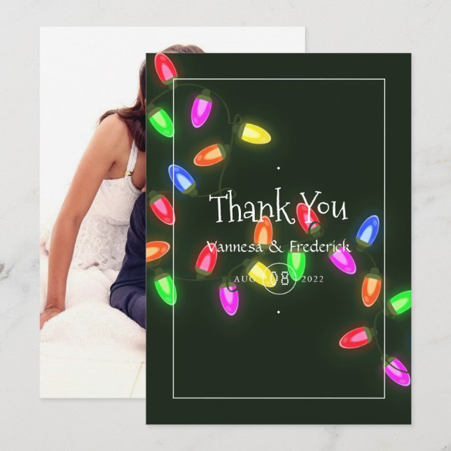 Jul Bröllop Photo Tack Kort (Fram/baksida)