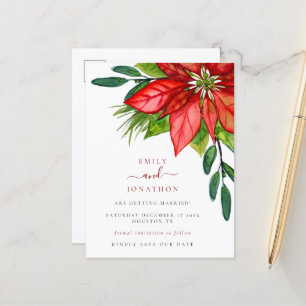 Jul Bröllop Poinsettia Löv Spara datum Meddelande Vykort