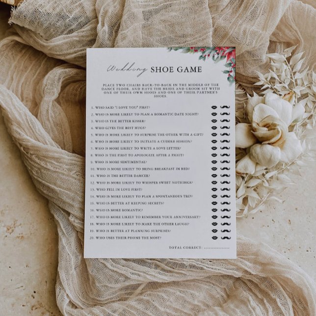 Jul-Bröllop Shoe-spelmall. Inbjudningar (Christmas Wedding Shoe Game Template, Invitation)