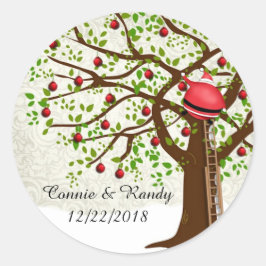 Jul Bröllop Sticker Monogram Santa Runt Klistermärke
