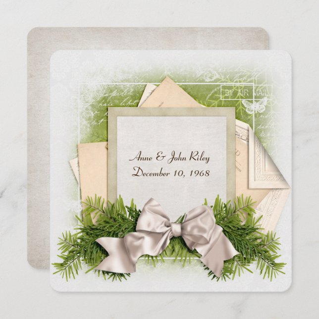 Jul bröllopsdag middag party inbjudningar (Fram/baksida)