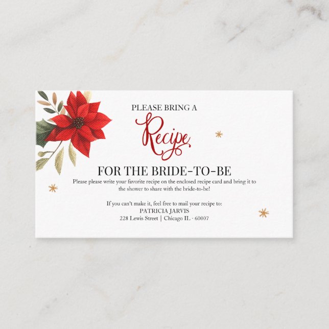 Jul Bröllopsdusch Receptförfrågan Tilläggskort (Framsida)
