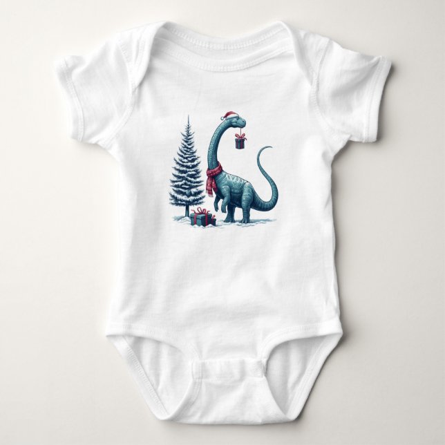 Jul Brontosaurus dinosaur T Shirt (Framsida)