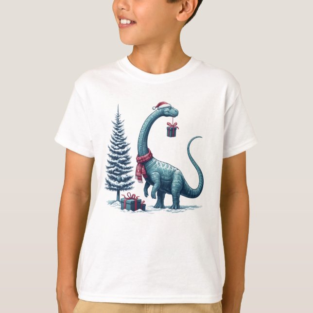 Jul Brontosaurus dinosaur T Shirt (Framsida)