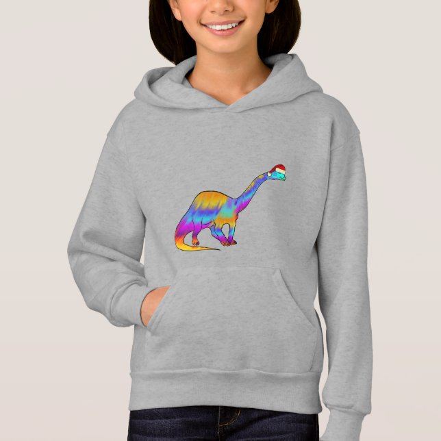 Jul Brontosaurus Rolig Färgglad Dinosaurie T Shirt (Framsida)