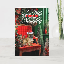 Jul Bryssel Griffon Hund Naughty eller Nice Helgkort