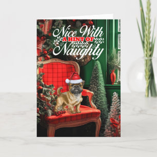 Jul Bryssel Griffon Hund Naughty eller Nice Helgkort