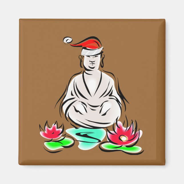 Jul Buddha teckning Magnet (Framsidan)