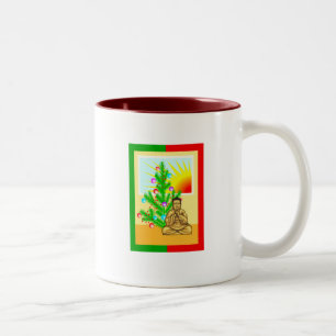Jul Buddha w/Träd! Två-Tonad Mugg