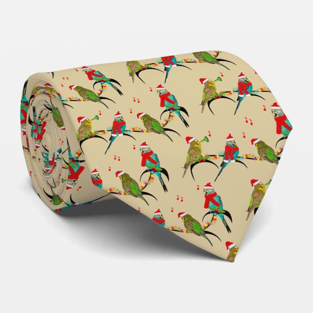 Jul Budgie Frenzy Tie (Guld) Slips (Rullad)