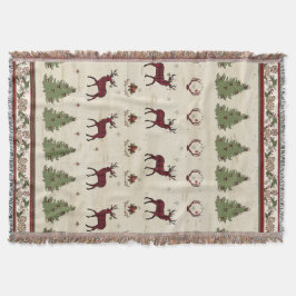 Jul Buffalo Play Hjort Antlers Gräs Träd Filt